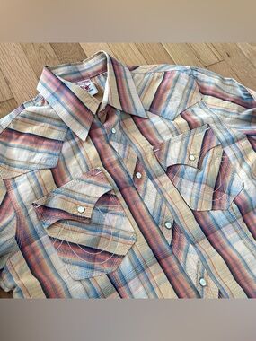 Vintage True Religion Shirt Pearl Snap Western Button Down Plaid Large India